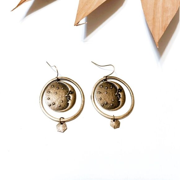 Boho moon dangle earrings #831 - Picture 2 of 3